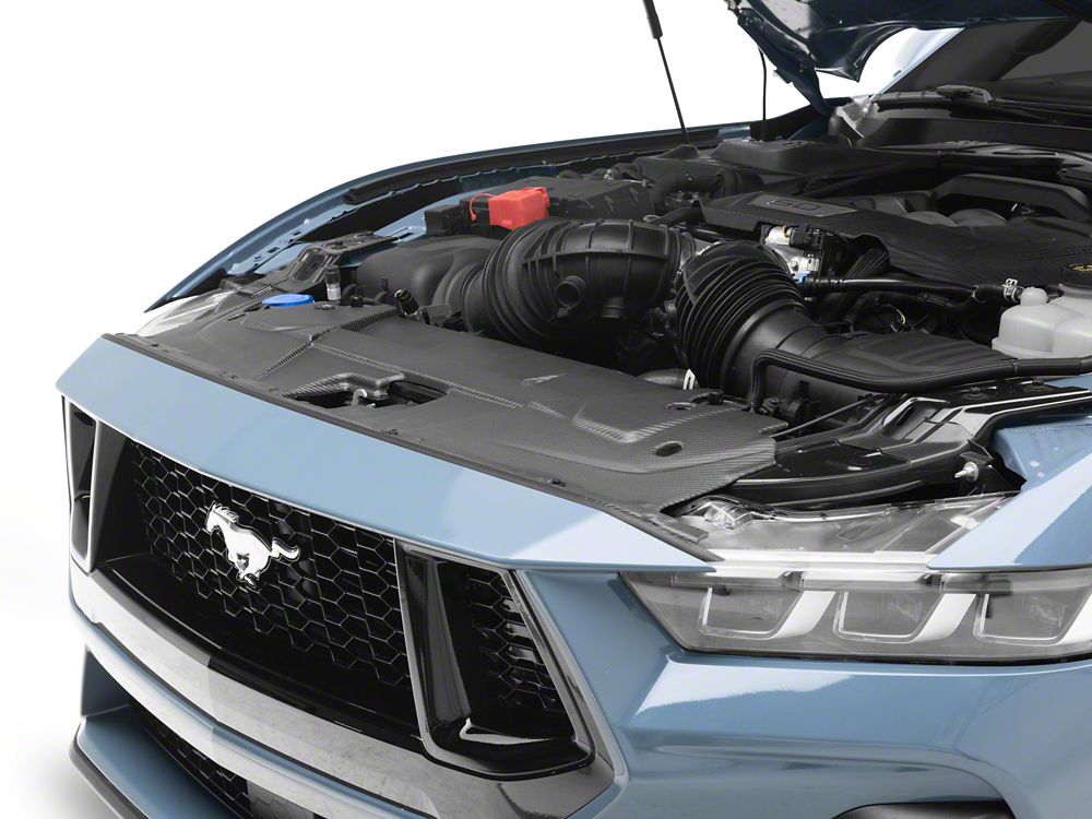 MMD Radiator Cover; Matte Carbon Fiber (24-25 Mustang)