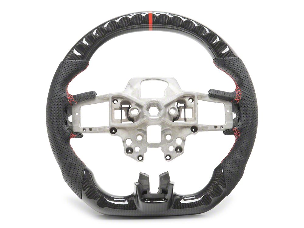 MMD GTC Steering Wheel; Carbon with Red Stripe (18-23 Mustang)