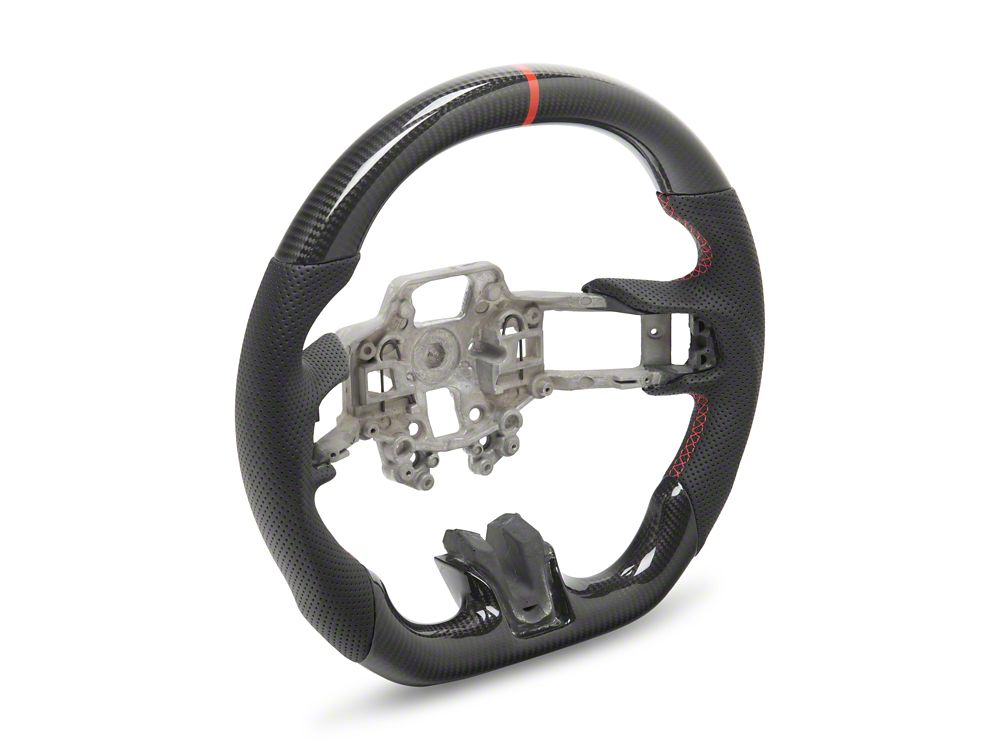 MMD GTC Steering Wheel; Carbon with Red Stripe (18-23 Mustang)