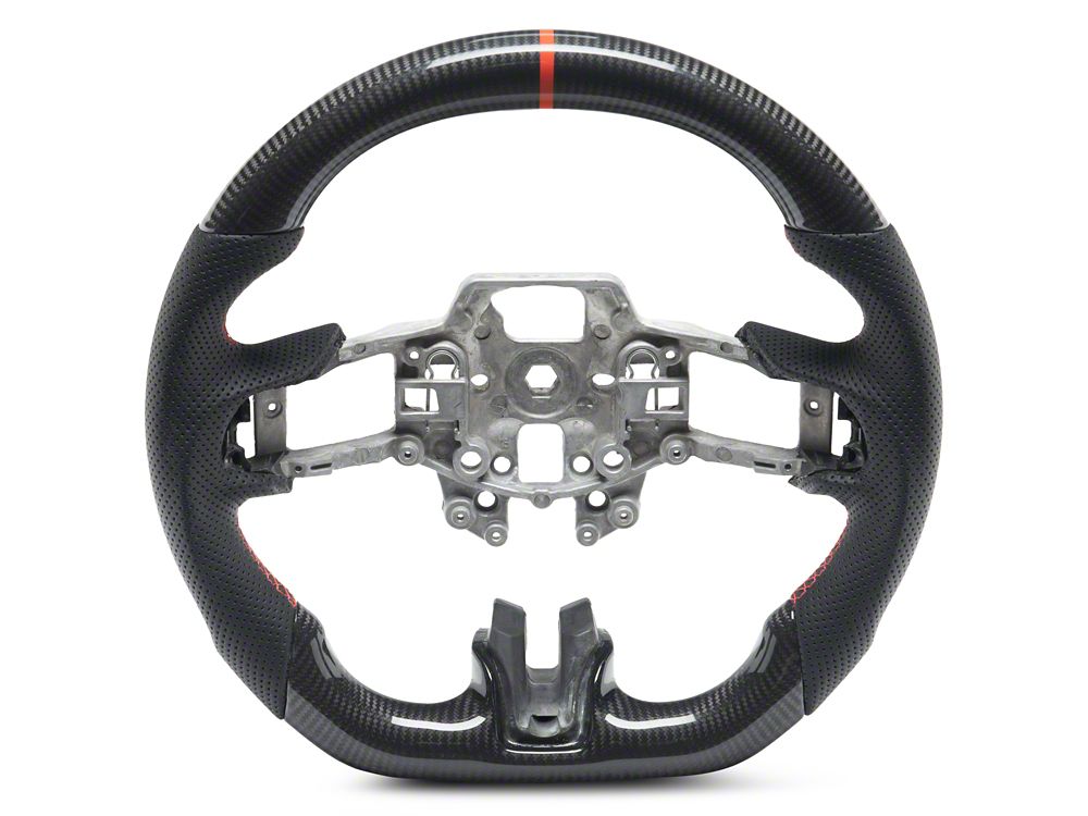MMD GTC Steering Wheel; Carbon with Red Stripe (15-17 Mustang)
