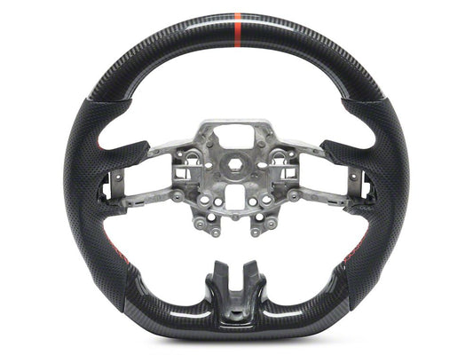 MMD GTC Steering Wheel; Carbon with Red Stripe (15-17 Mustang)