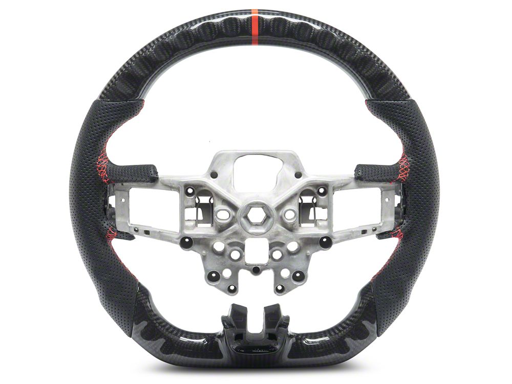 MMD GTC Steering Wheel; Carbon with Red Stripe (15-17 Mustang)