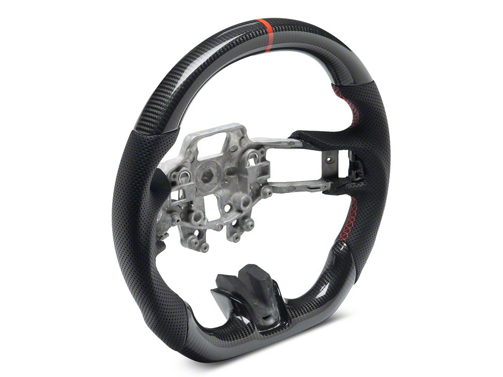 MMD GTC Steering Wheel; Carbon with Red Stripe (15-17 Mustang)