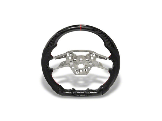 MMD GTC Steering Wheel; Carbon with Red Stripe (24-25 Mustang w/ Manual Transmission & w/o Heated Steering Wheel)