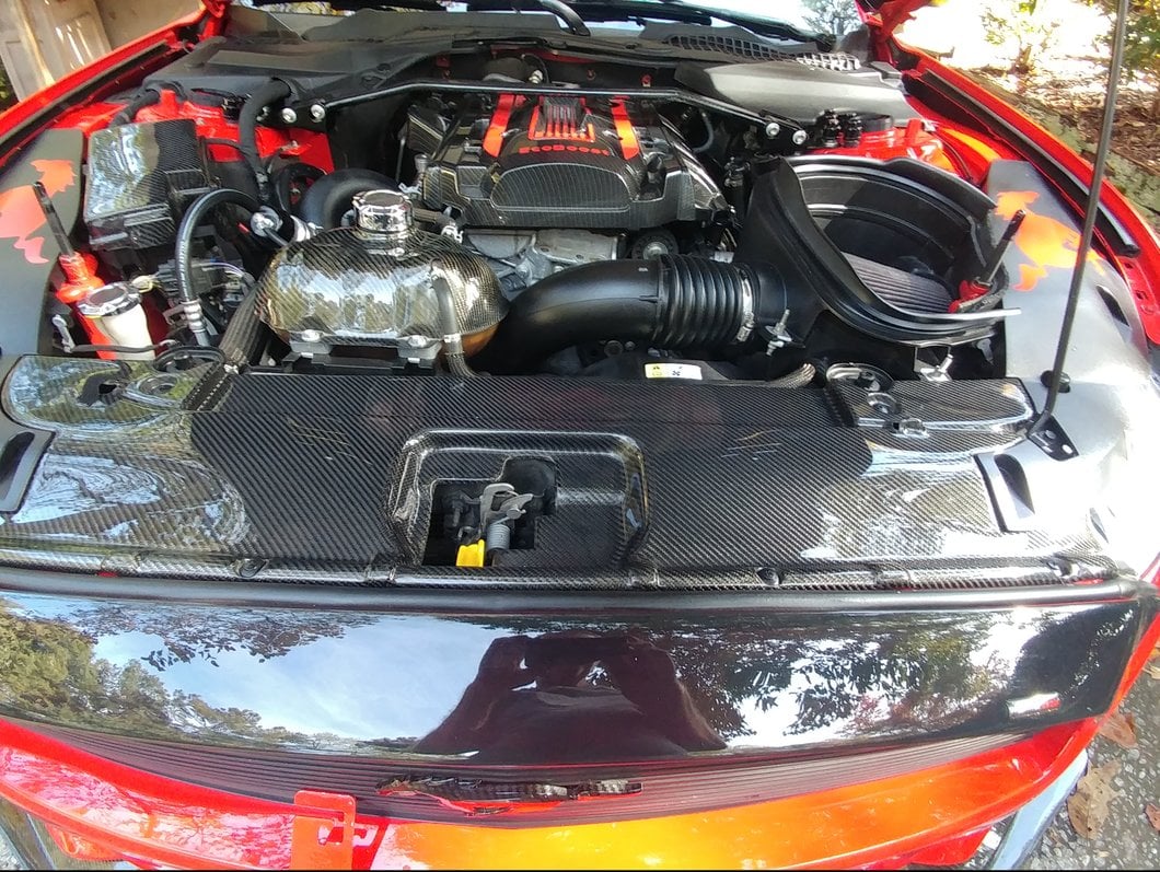 MMD Strut Tower Brace; Carbon Fiber (15-25 Mustang GT, EcoBoost, Dark Horse)