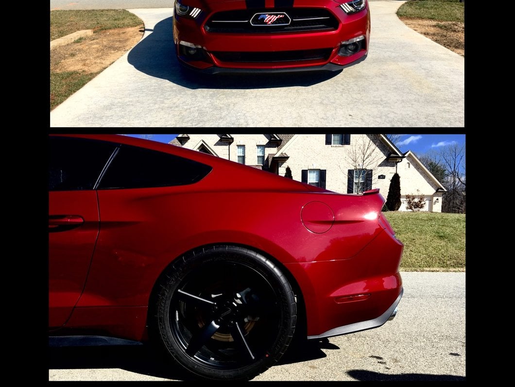 Staggered MMD 551C Matte Black 4-Wheel Kit; 20x8.5/20x10; 35mm Offset (15-23 Mustang GT, EcoBoost, V6)