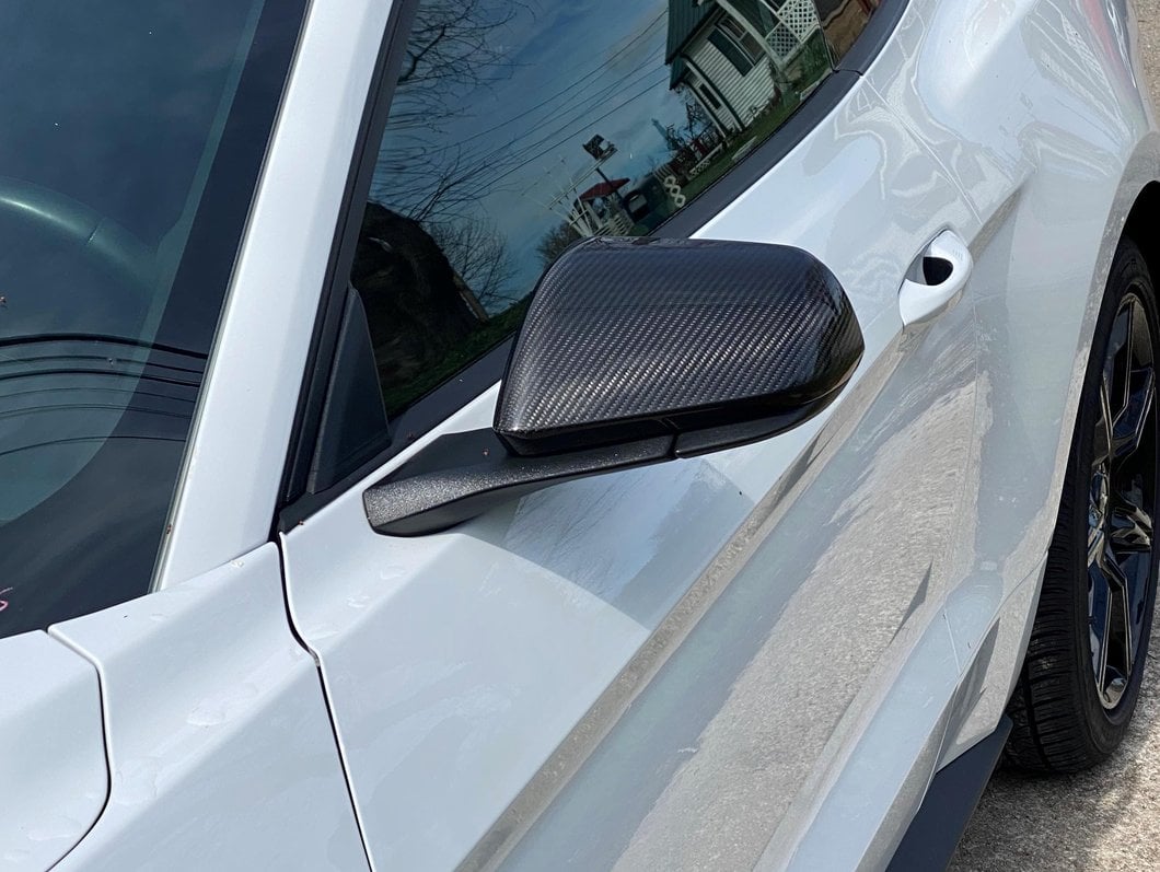 MMD Mirror Covers; Carbon Fiber (15-23 Mustang w/o Mirror Signals)