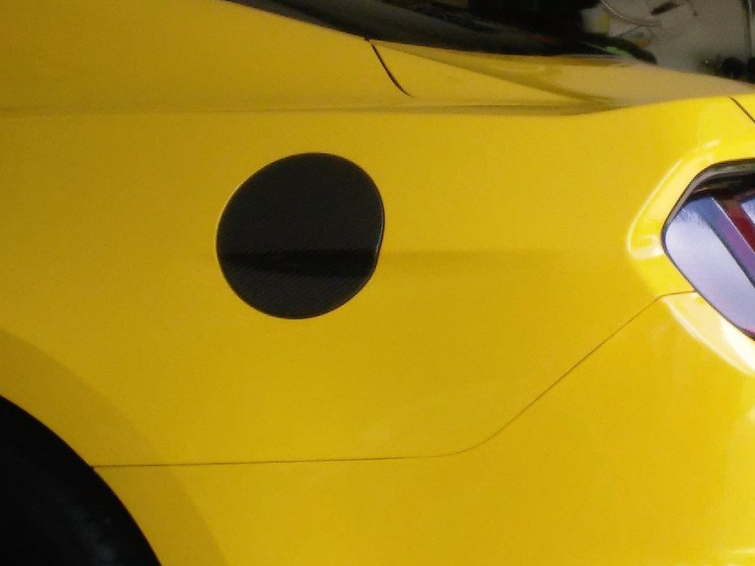 MMD Fuel Door Cover; Carbon Fiber (15-23 Mustang)