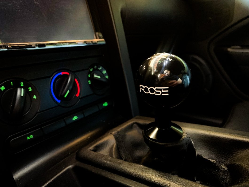 MMD by FOOSE Retro Style 5-Speed Shift Knob with FOOSE Logo; Black (05-10 Mustang GT, V6)