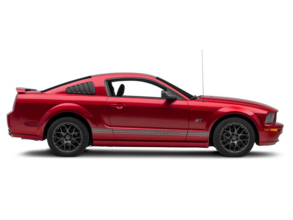 MMD Classic Quarter Window Louvers; Satin Black (05-09 Mustang Coupe)