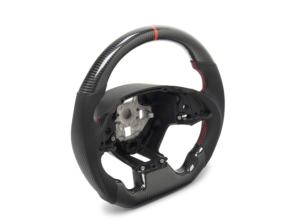 MMD GTC Steering Wheel; Carbon with Red Stripe (16-24 Camaro)