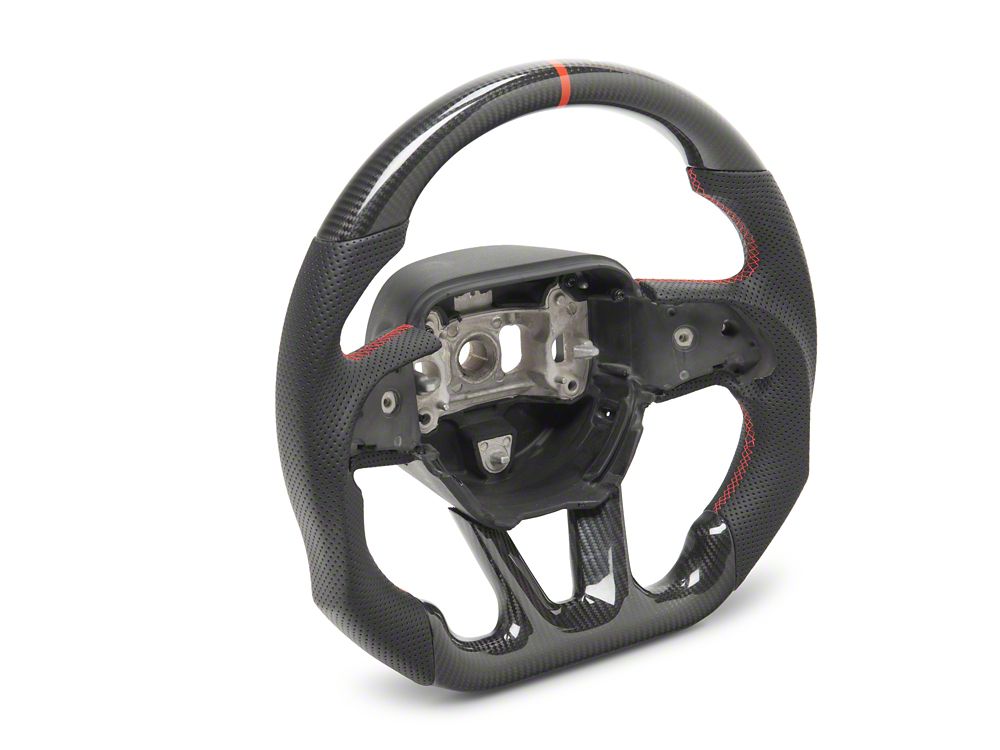 MMD GTC Steering Wheel; Carbon with Red Stripe (15-20 Challenger)