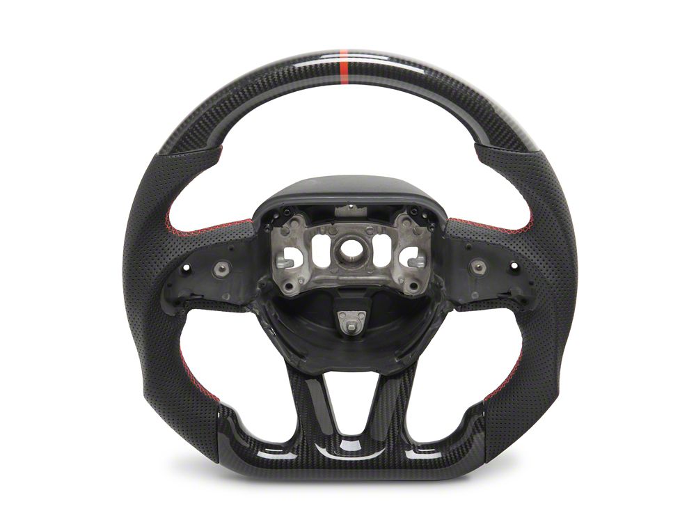 MMD GTC Steering Wheel; Carbon with Red Stripe (15-20 Charger)