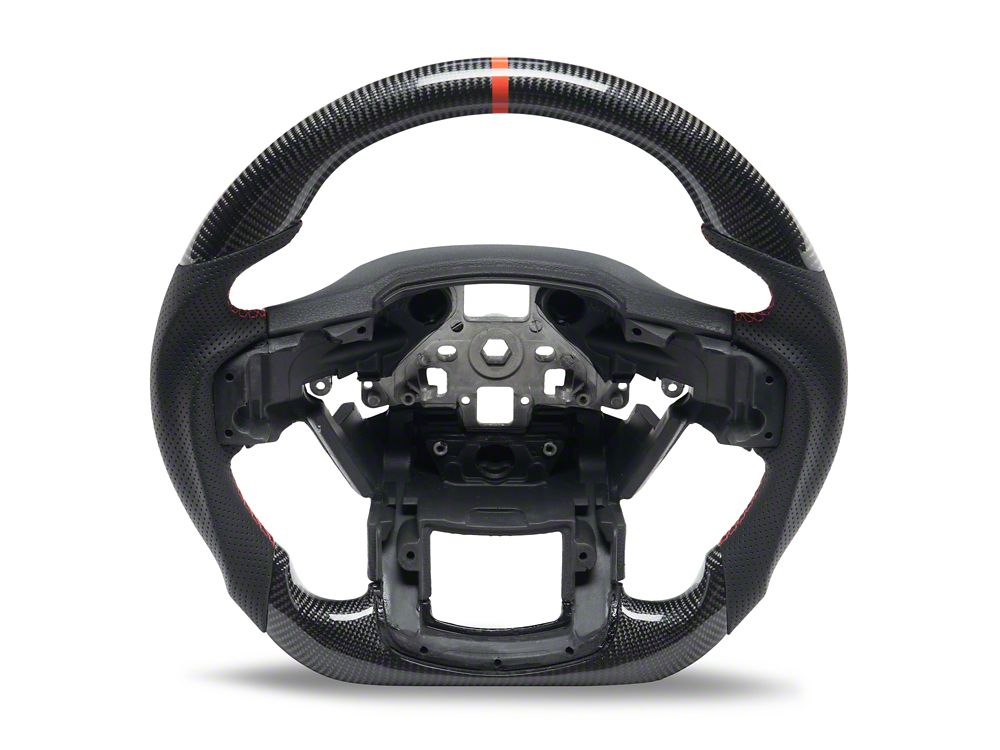 MMD GTC Steering Wheel; Carbon with Red Stripe (17-20 F-150 Raptor w/o Heated Steering Wheel)