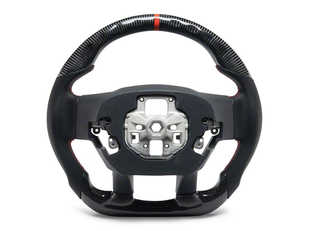 MMD GTC Steering Wheel; Carbon with Red Stripe (17-20 F-150 Raptor w/o Heated Steering Wheel)