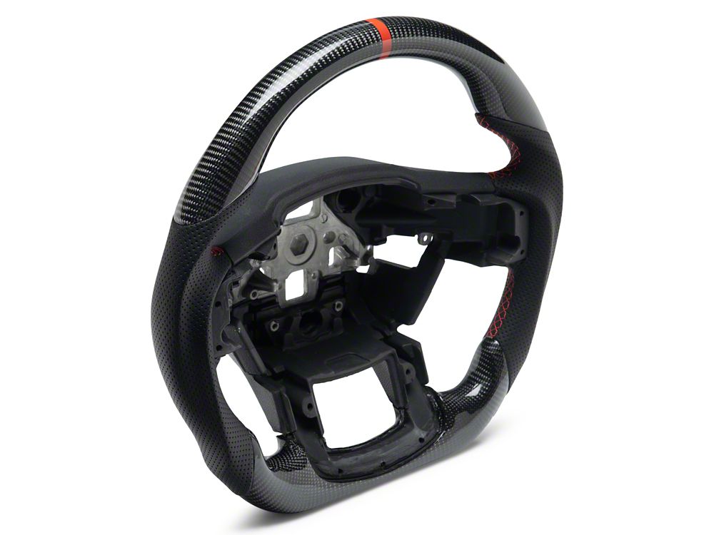MMD GTC Steering Wheel; Carbon with Red Stripe (17-20 F-150 Raptor w/o Heated Steering Wheel)