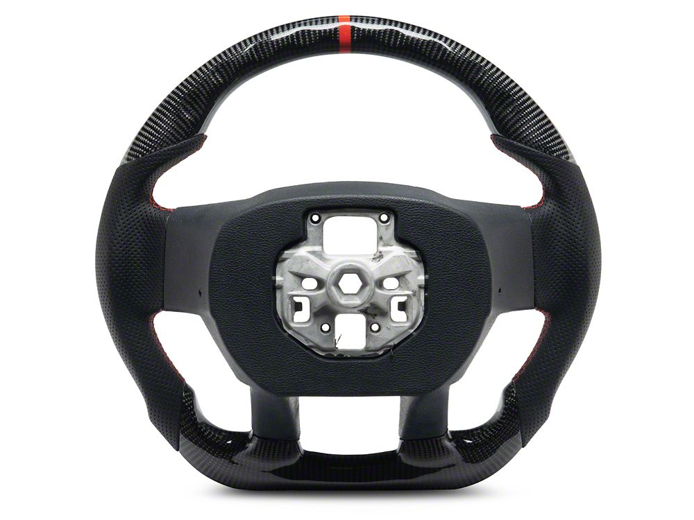 MMD GTC Steering Wheel; Carbon with Red Stripe (15-20 F-150 w/o Heated Steering Wheel, Excluding Raptor)