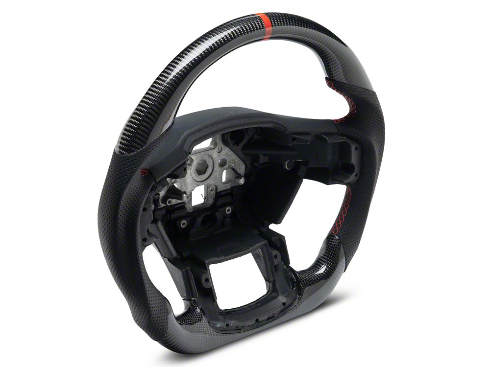 MMD GTC Steering Wheel; Carbon with Red Stripe (15-20 F-150 w/o Heated Steering Wheel, Excluding Raptor)