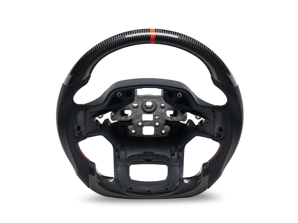 MMD GTC Steering Wheel; Carbon with Red Stripe (21-25 F-150 Raptor w/o Heated Steering Wheel)