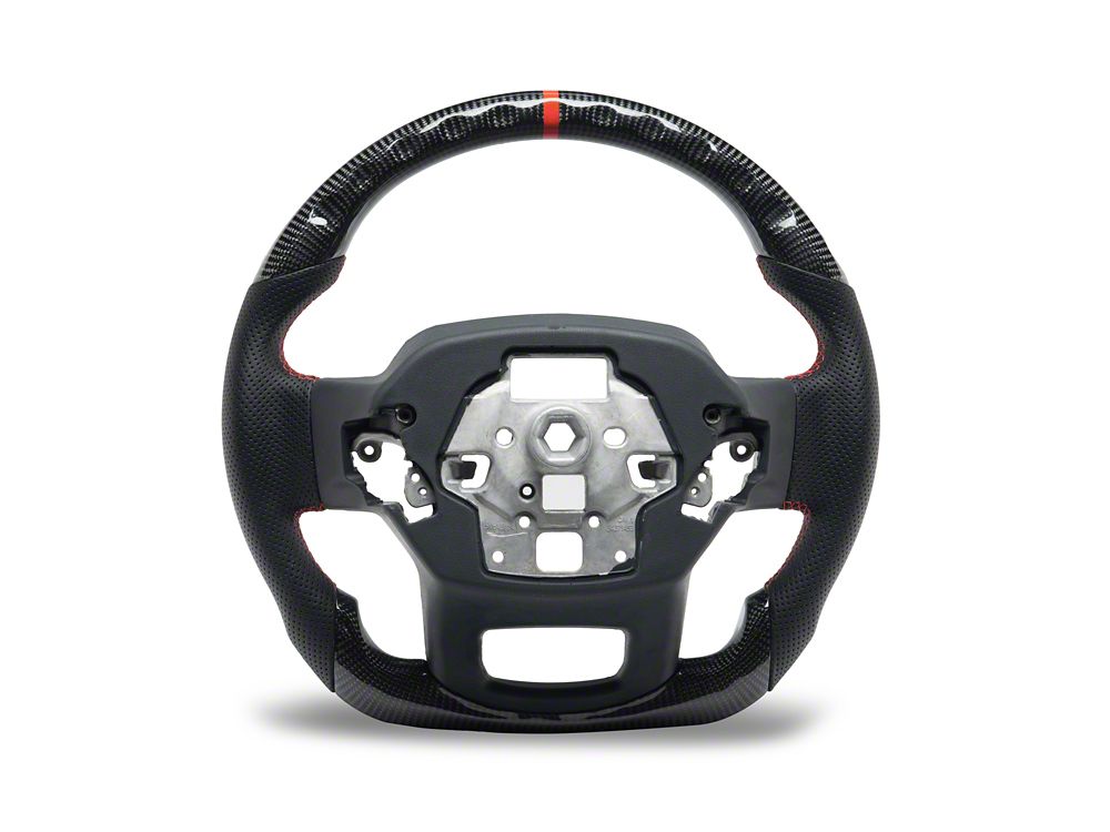 MMD GTC Steering Wheel; Carbon with Red Stripe (21-25 F-150 Raptor w/o Heated Steering Wheel)