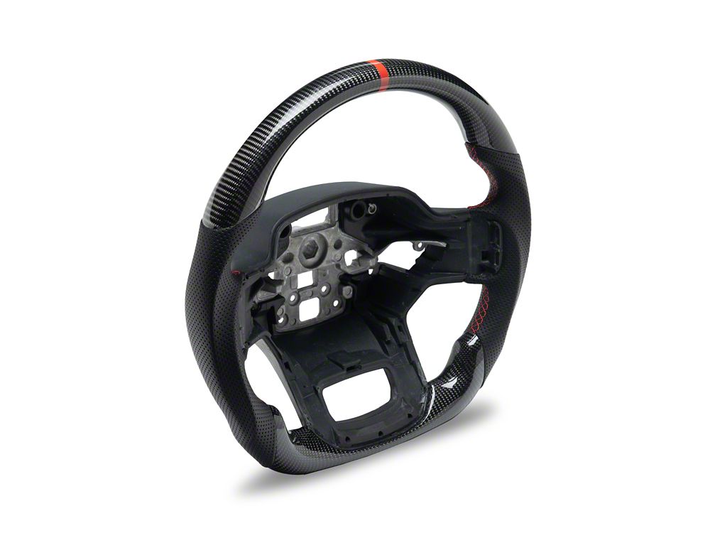 MMD GTC Steering Wheel; Carbon with Red Stripe (21-25 F-150 Raptor w/o Heated Steering Wheel)
