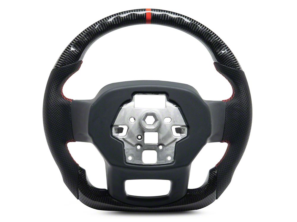 MMD GTC Steering Wheel; Carbon with Red Stripe (21-25 F-150 w/o Heated Steering Wheel, Excluding Raptor)