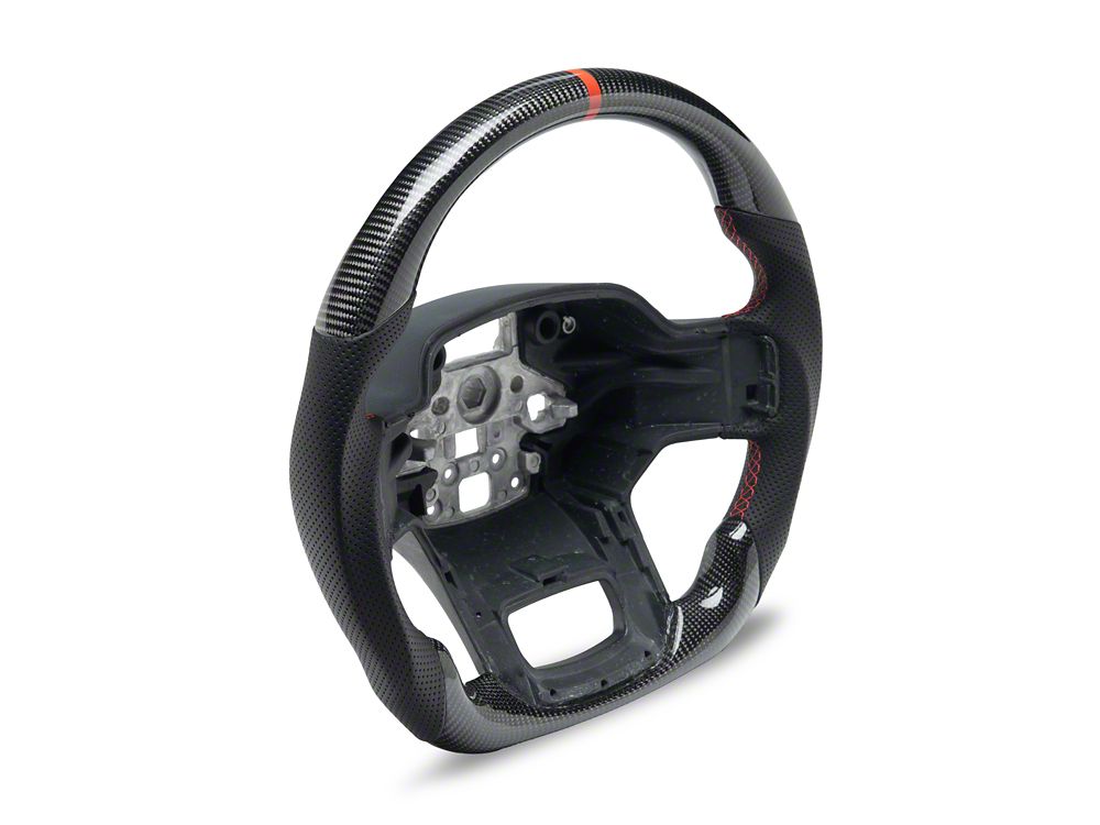 MMD GTC Steering Wheel; Carbon with Red Stripe (21-25 F-150 w/o Heated Steering Wheel, Excluding Raptor)