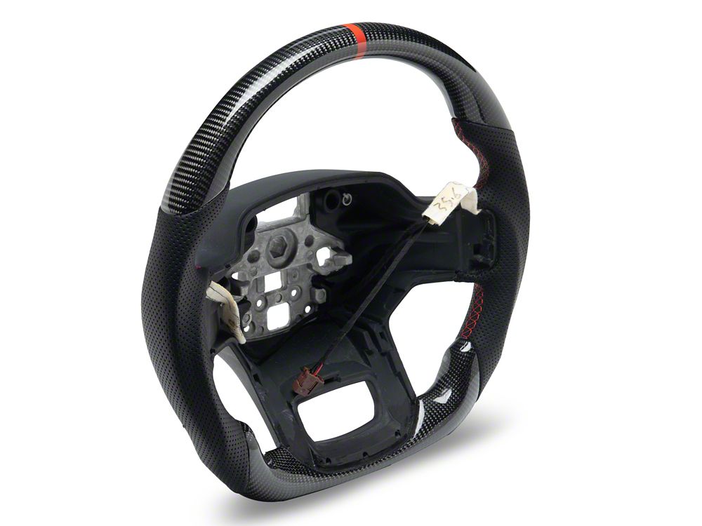 MMD GTC Steering Wheel; Carbon with Red Stripe (21-25 F-150 w/ Heated Steering Wheel, Excluding Raptor)