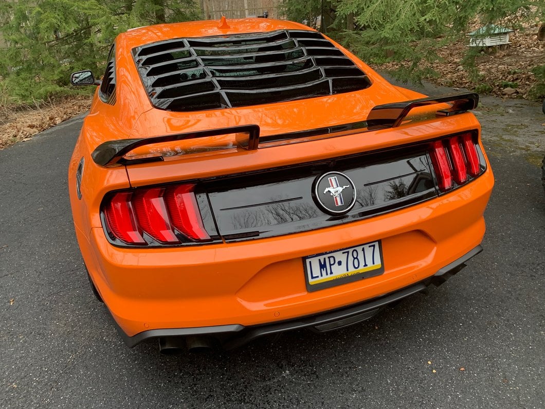 MMD by FOOSE Split Rear Spoiler; Shadow Black (15-23 Mustang Fastback ...