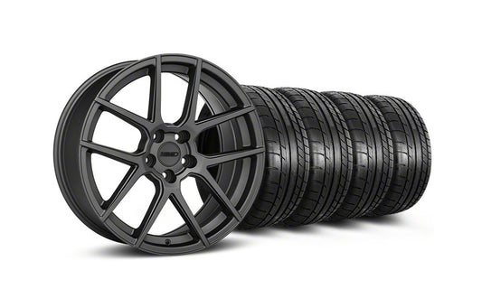 MMD Zeven Charcoal Wheel and Mickey Thompson Tire Kit; 19x8.5 (15-23 Mustang GT, EcoBoost, V6)