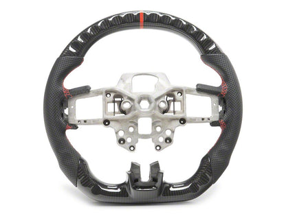 MMD GTC Steering Wheel; Carbon with Red Stripe (18-23 Mustang)