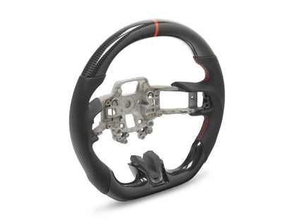 MMD GTC Steering Wheel; Carbon with Red Stripe (18-23 Mustang)