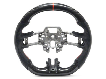 MMD GTC Steering Wheel; Carbon with Red Stripe (15-17 Mustang)