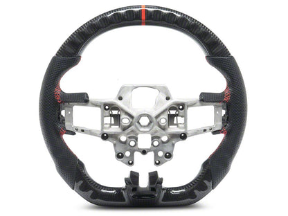 MMD GTC Steering Wheel; Carbon with Red Stripe (15-17 Mustang)